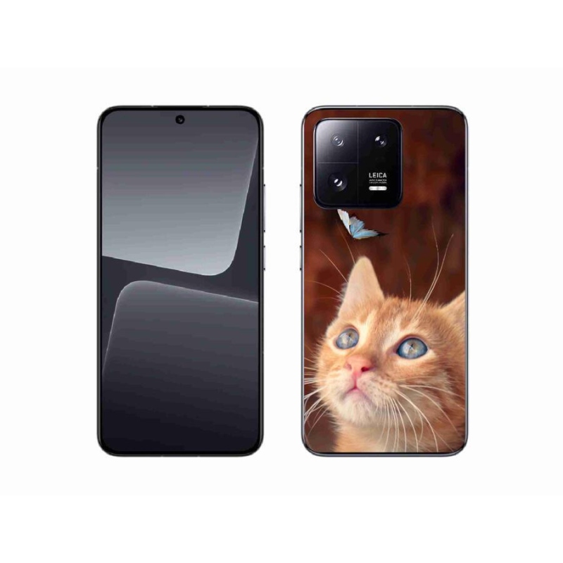 Gelový kryt mmCase na mobil Xiaomi 13 - motýl a kotě