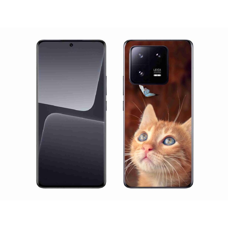 Gelový kryt mmCase na mobil Xiaomi 13 Pro - motýl a kotě