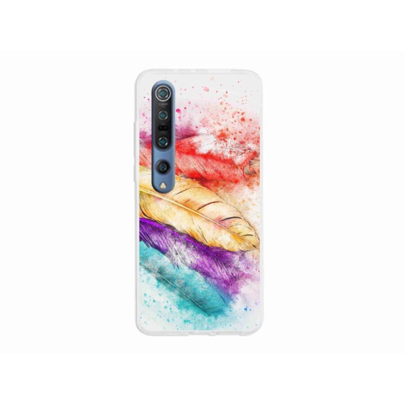 Gelový kryt mmCase na mobil Xiaomi Mi 10 - barevné peří