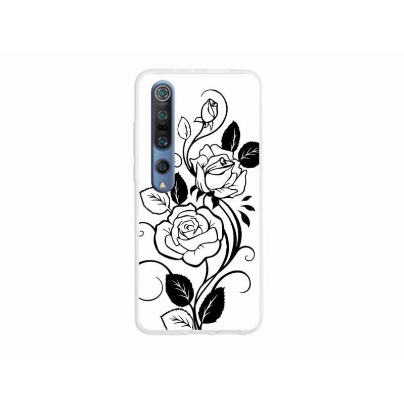 Gelový kryt mmCase na mobil Xiaomi Mi 10 - černobílá růže
