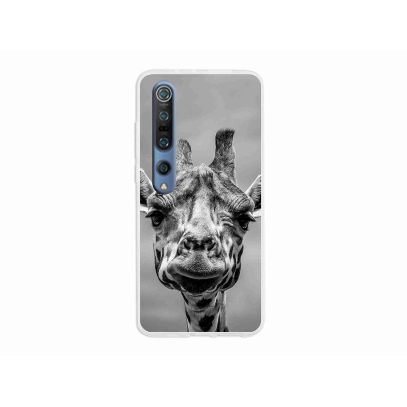 Gelový kryt mmCase na mobil Xiaomi Mi 10 - černobílá žirafa