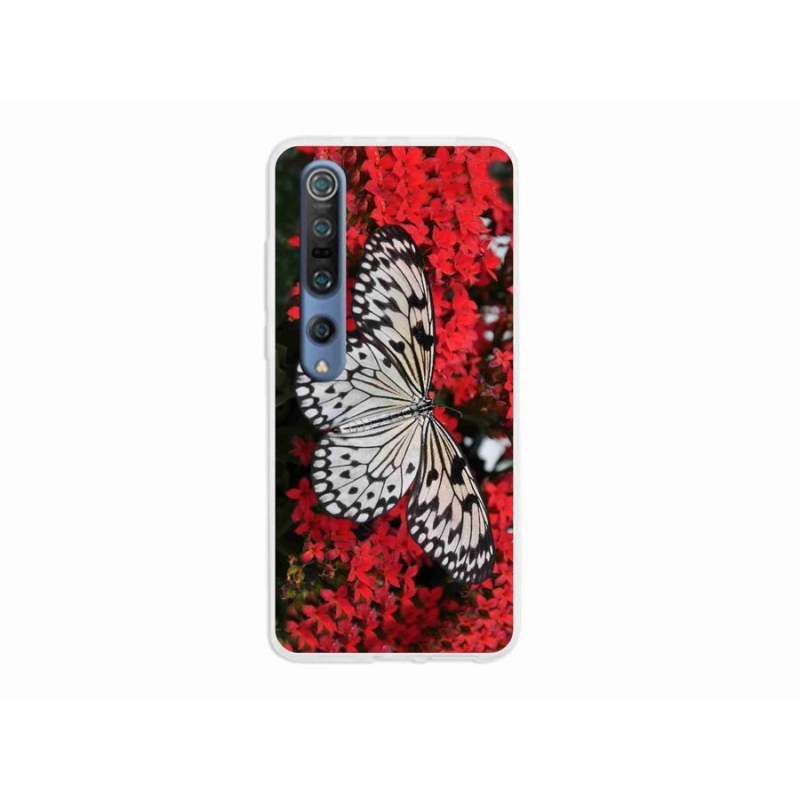 Gelový kryt mmCase na mobil Xiaomi Mi 10 - černobílý motýl 1