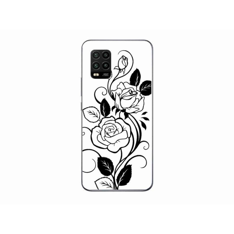 Gelový kryt mmCase na mobil Xiaomi Mi 10 Lite - černobílá růže