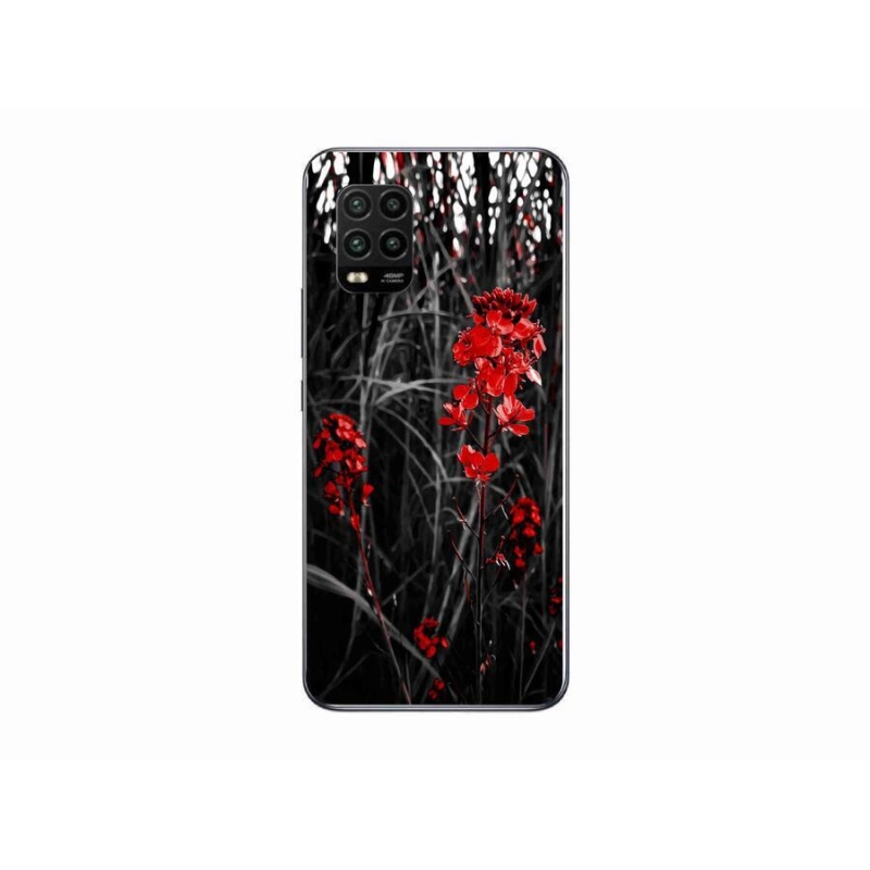 Gelový kryt mmCase na mobil Xiaomi Mi 10 Lite - červená rostlina