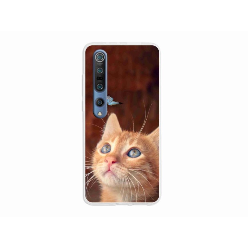 Gelový kryt mmCase na mobil Xiaomi Mi 10 - motýl a kotě