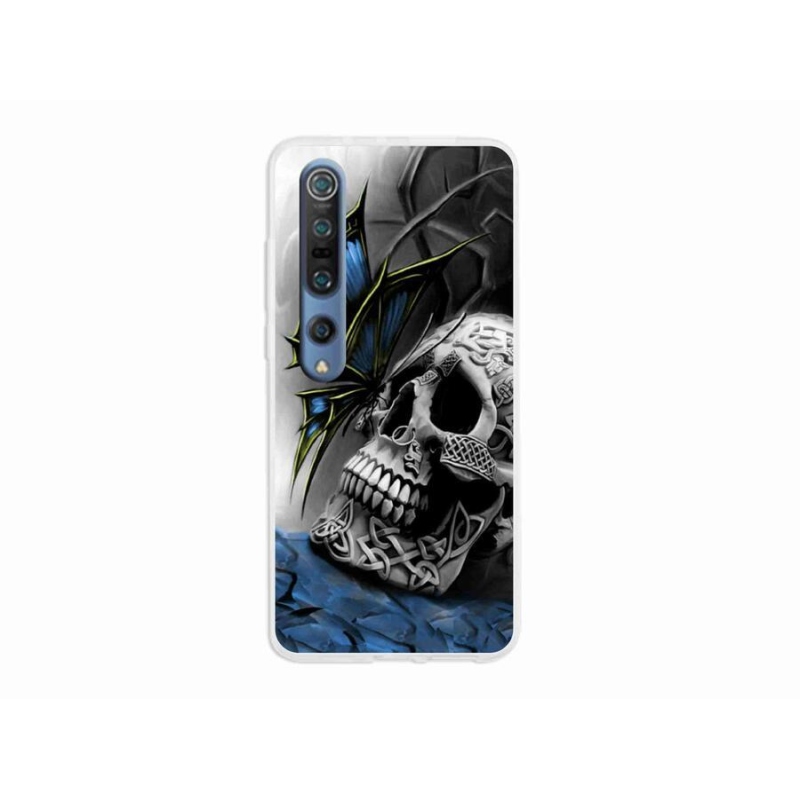 Gelový kryt mmCase na mobil Xiaomi Mi 10 - motýl a lebka