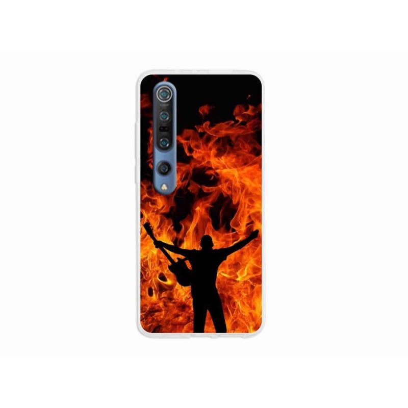 Gelový kryt mmCase na mobil Xiaomi Mi 10 - muzikant a oheň