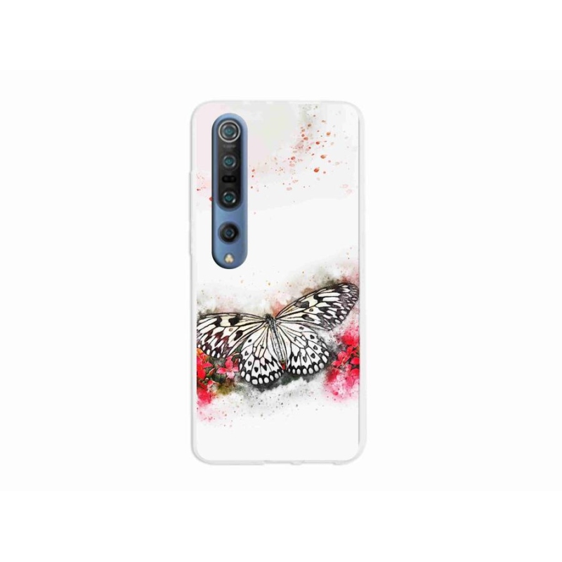 Gelový kryt mmCase na mobil Xiaomi Mi 10 Pro - černobílý motýl