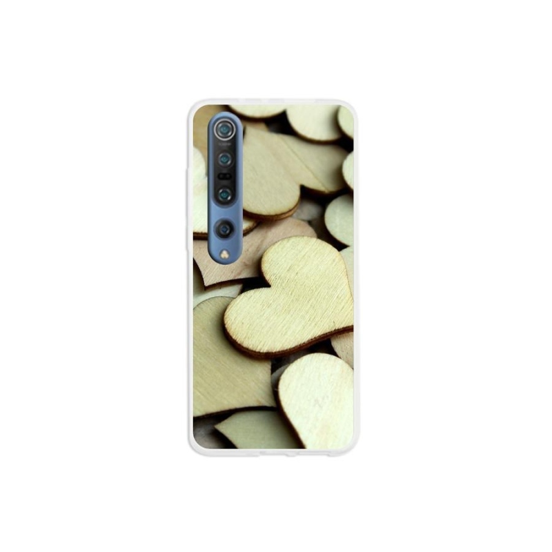 Gelový kryt mmCase na mobil Xiaomi Mi 10 Pro - dřevěná srdíčka