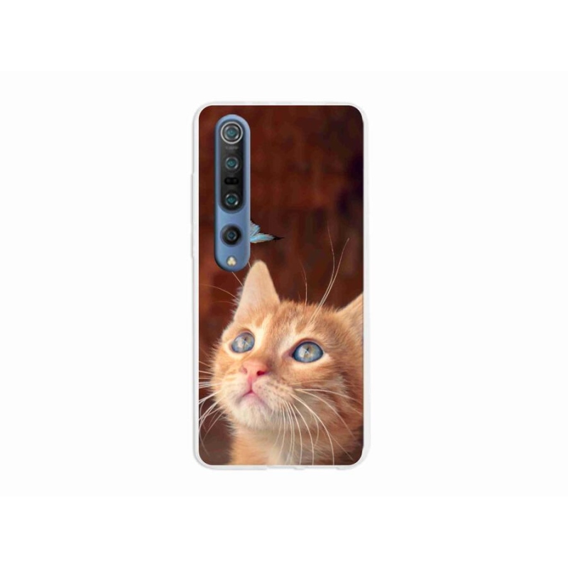 Gelový kryt mmCase na mobil Xiaomi Mi 10 Pro - motýl a kotě