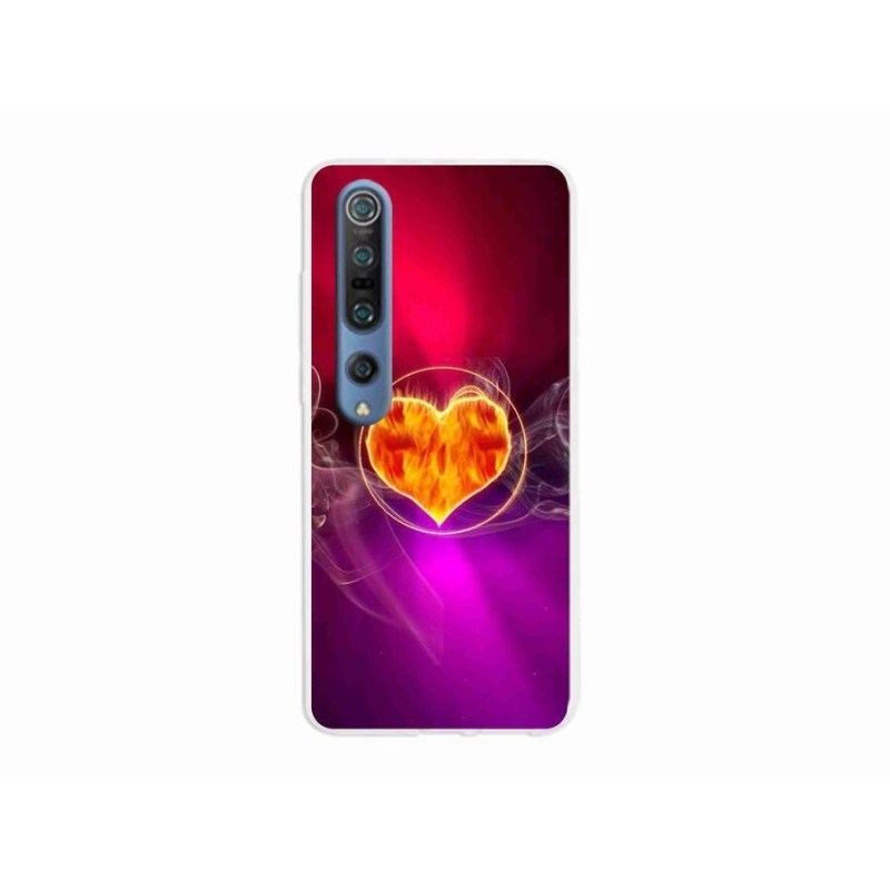 Gelový kryt mmCase na mobil Xiaomi Mi 10 Pro - ohnivé srdce