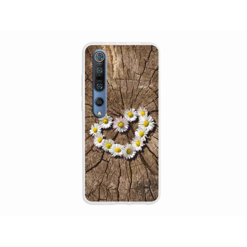 Gelový kryt mmCase na mobil Xiaomi Mi 10 - srdce z kopretin