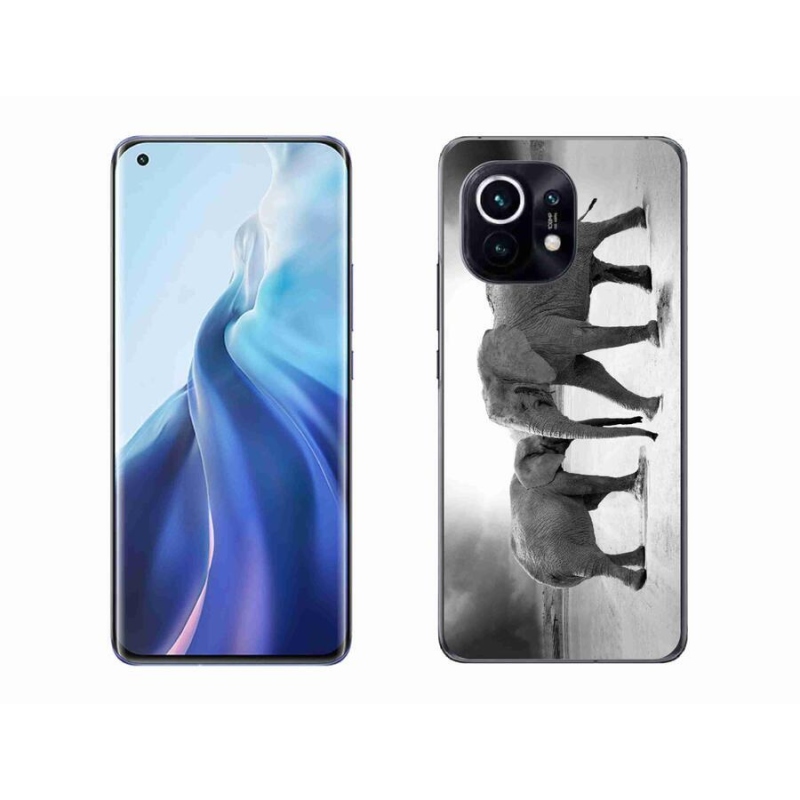 Gelový kryt mmCase na mobil Xiaomi Mi 11 - černobílí sloni