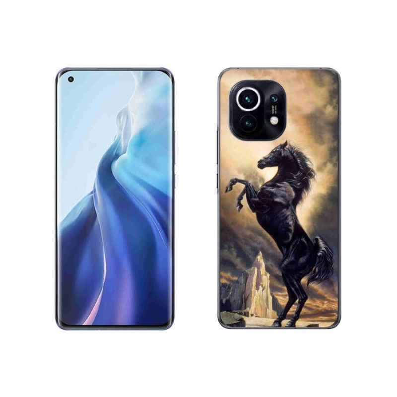 Gelový kryt mmCase na mobil Xiaomi Mi 11 - černý kreslený kůň