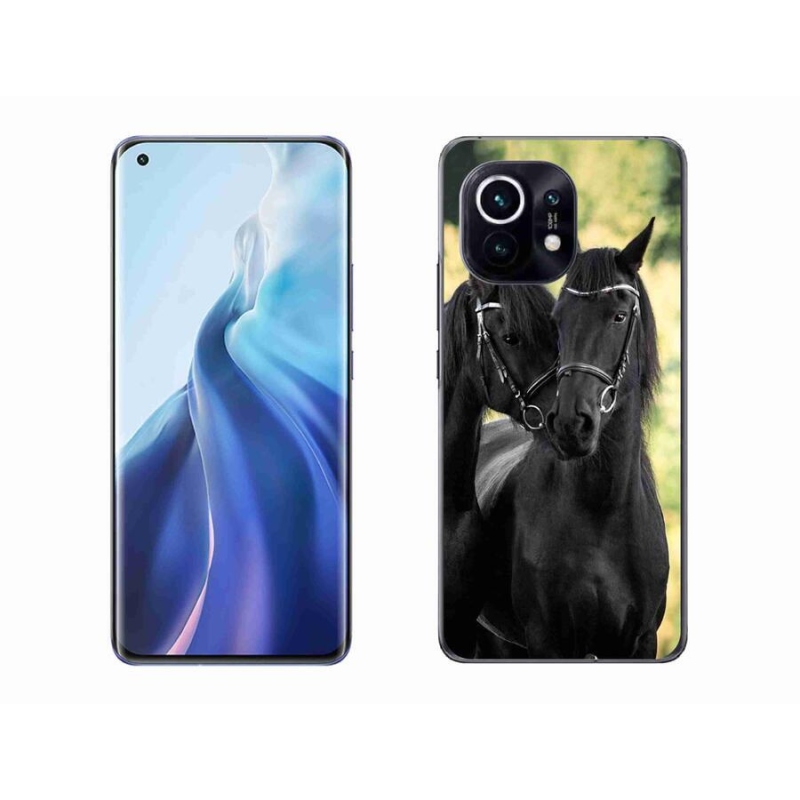 Gelový kryt mmCase na mobil Xiaomi Mi 11 - dva černí koně