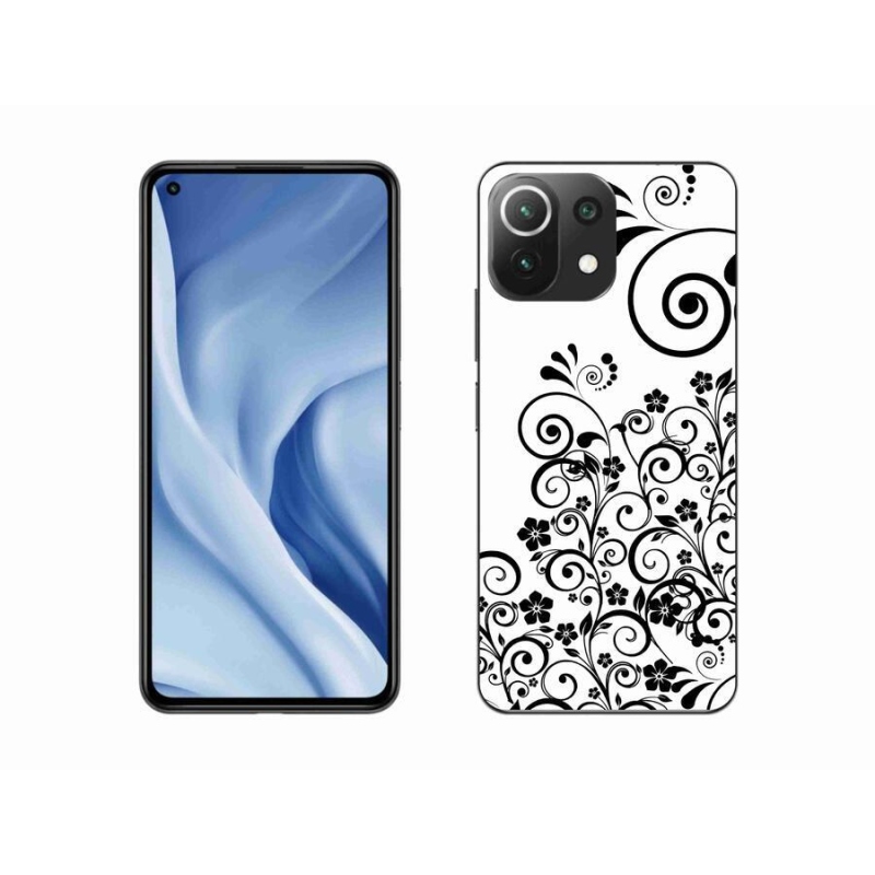 Gelový kryt mmCase na mobil Xiaomi Mi 11 Lite 4G/5G - černobílé květinové vzory