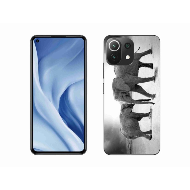 Gelový kryt mmCase na mobil Xiaomi Mi 11 Lite 4G/5G - černobílí sloni