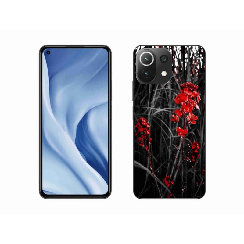 Gelový kryt mmCase na mobil Xiaomi Mi 11 Lite 4G/5G - červená rostlina