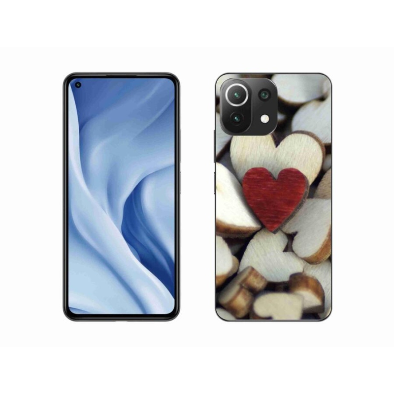 Gelový kryt mmCase na mobil Xiaomi Mi 11 Lite 4G/5G - gravírované červené srdce