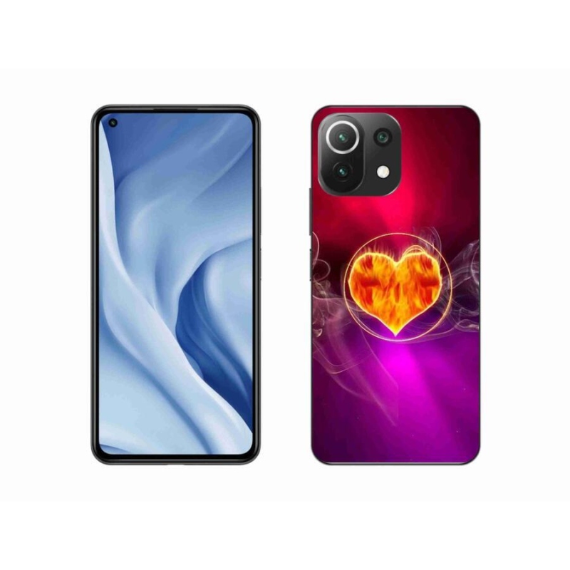 Gelový kryt mmCase na mobil Xiaomi Mi 11 Lite 4G/5G - ohnivé srdce