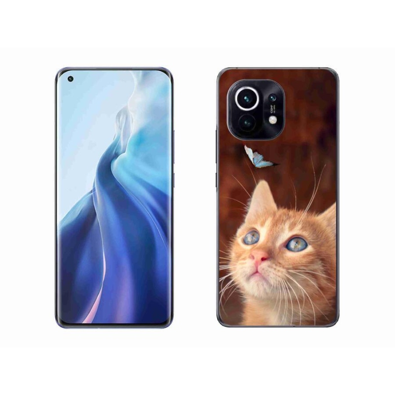 Gelový kryt mmCase na mobil Xiaomi Mi 11 - motýl a kotě