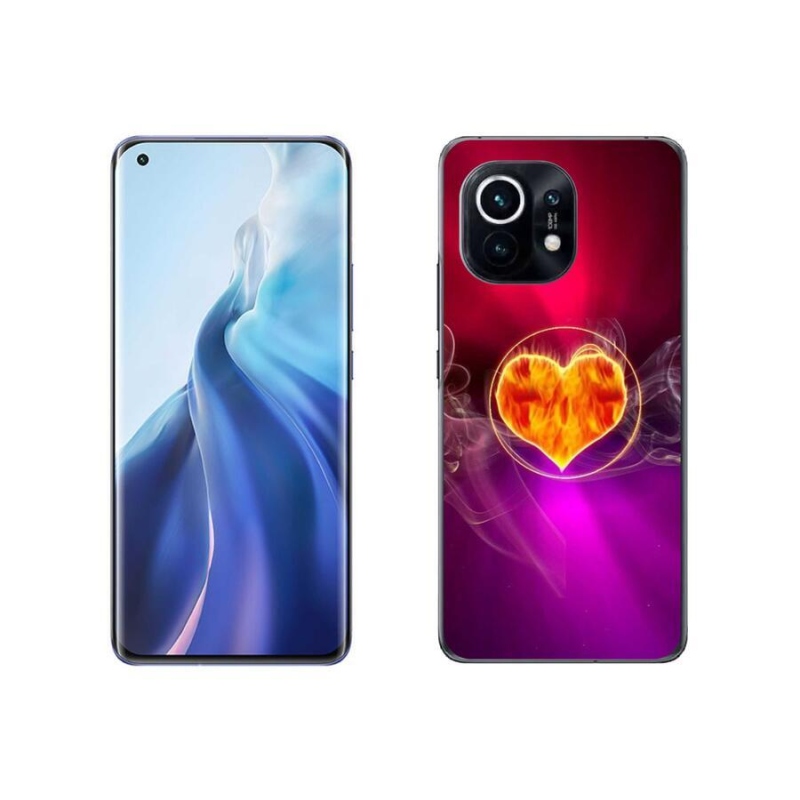 Gelový kryt mmCase na mobil Xiaomi Mi 11 - ohnivé srdce