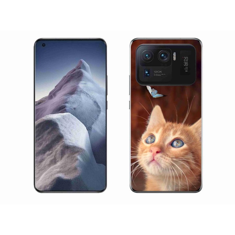 Gelový kryt mmCase na mobil Xiaomi Mi 11 Ultra - motýl a kotě