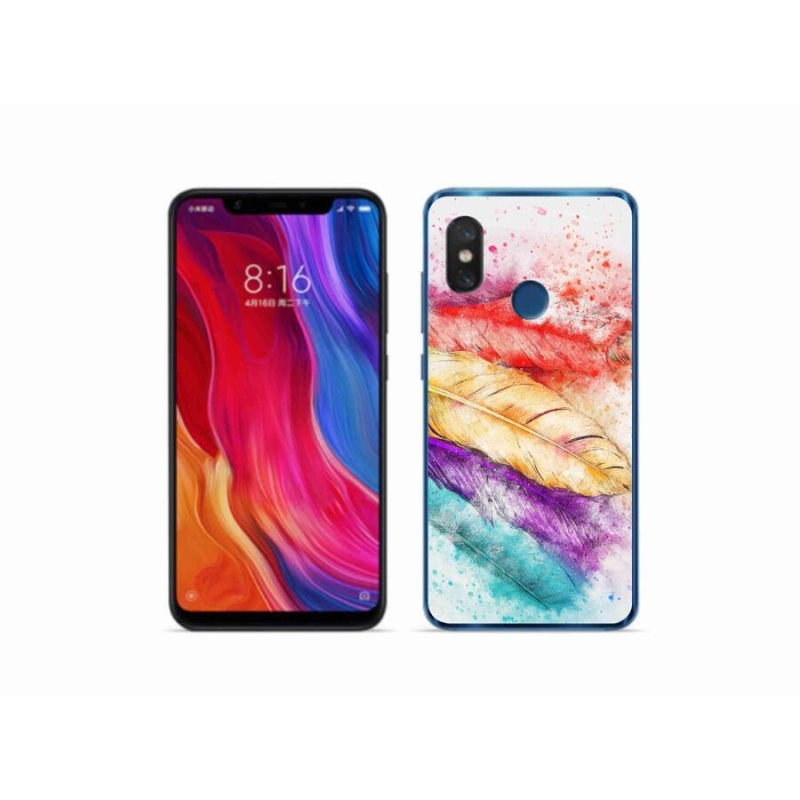 Gelový kryt mmCase na mobil Xiaomi Mi 8 - barevné peří