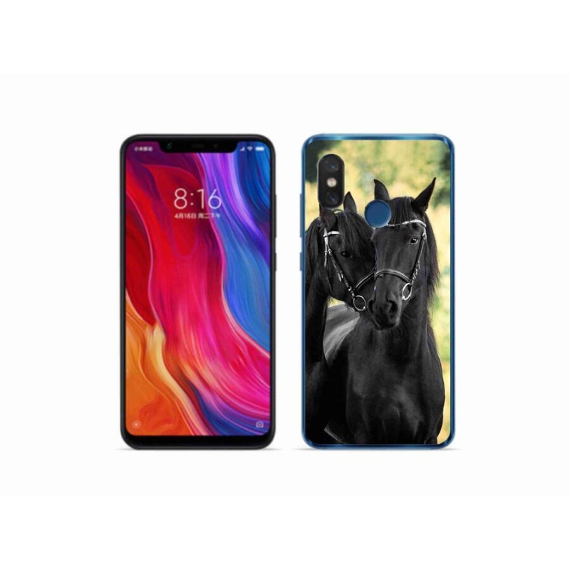 Gelový kryt mmCase na mobil Xiaomi Mi 8 - dva černí koně