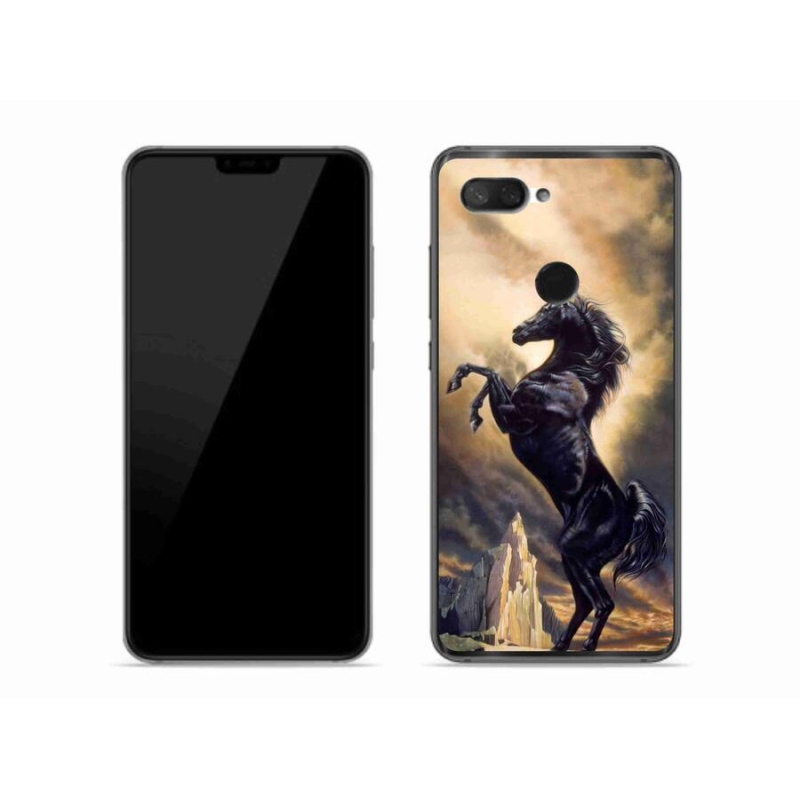 Gelový kryt mmCase na mobil Xiaomi Mi 8 Lite - černý kreslený kůň