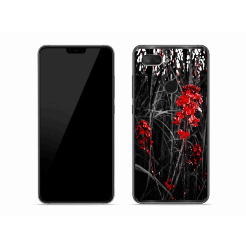 Gelový kryt mmCase na mobil Xiaomi Mi 8 Lite - červená rostlina