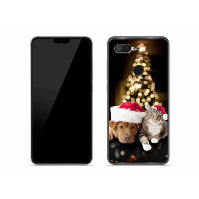 Gelový kryt mmCase na mobil Xiaomi Mi 8 Lite - vánoční pes a kočka