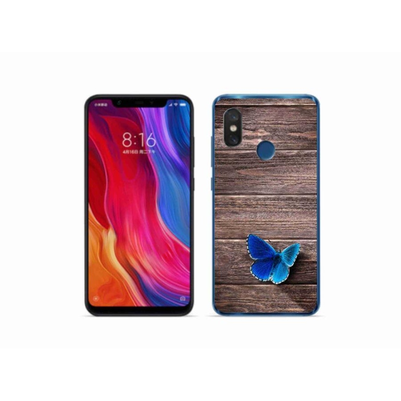 Gelový kryt mmCase na mobil Xiaomi Mi 8 - modrý motýl 1