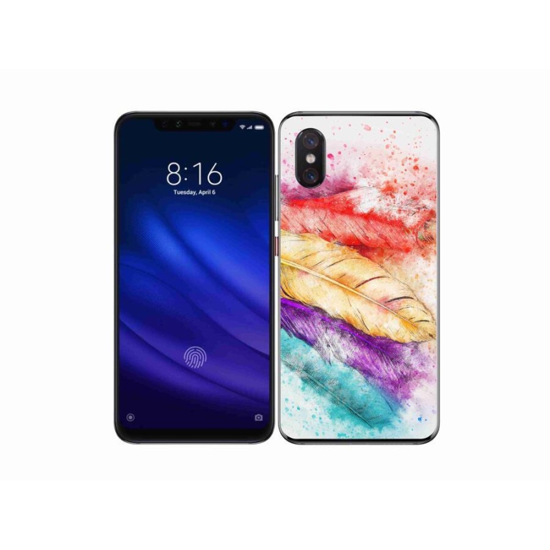 Gelový kryt mmCase na mobil Xiaomi Mi 8 Pro - barevné peří