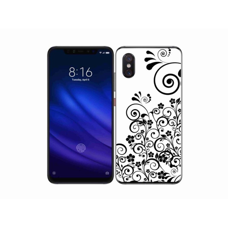 Gelový kryt mmCase na mobil Xiaomi Mi 8 Pro - černobílé květinové vzory