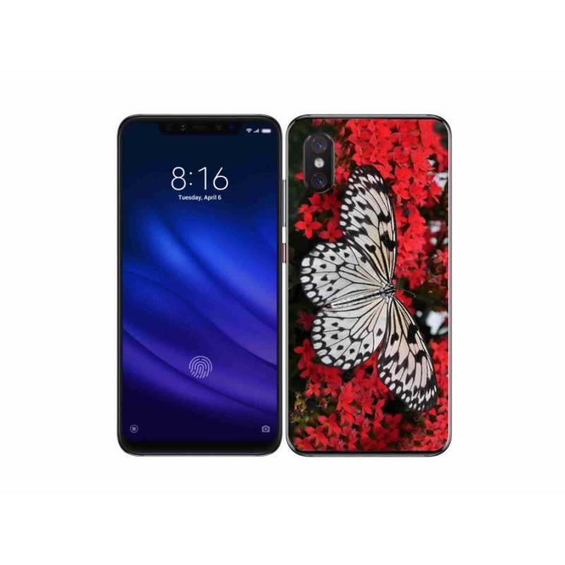 Gelový kryt mmCase na mobil Xiaomi Mi 8 Pro - černobílý motýl 1
