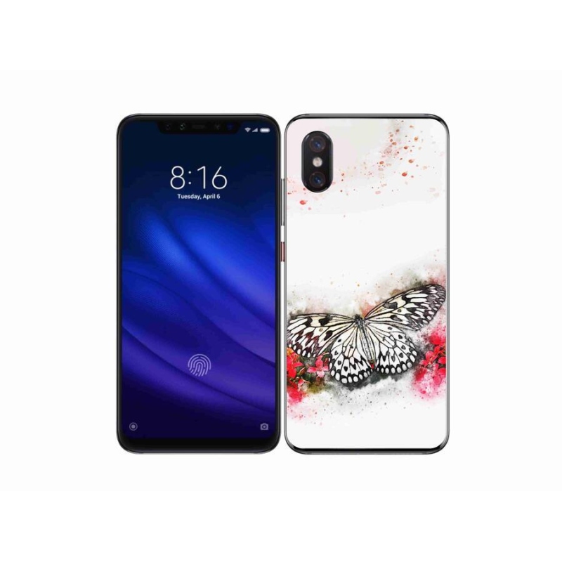 Gelový kryt mmCase na mobil Xiaomi Mi 8 Pro - černobílý motýl