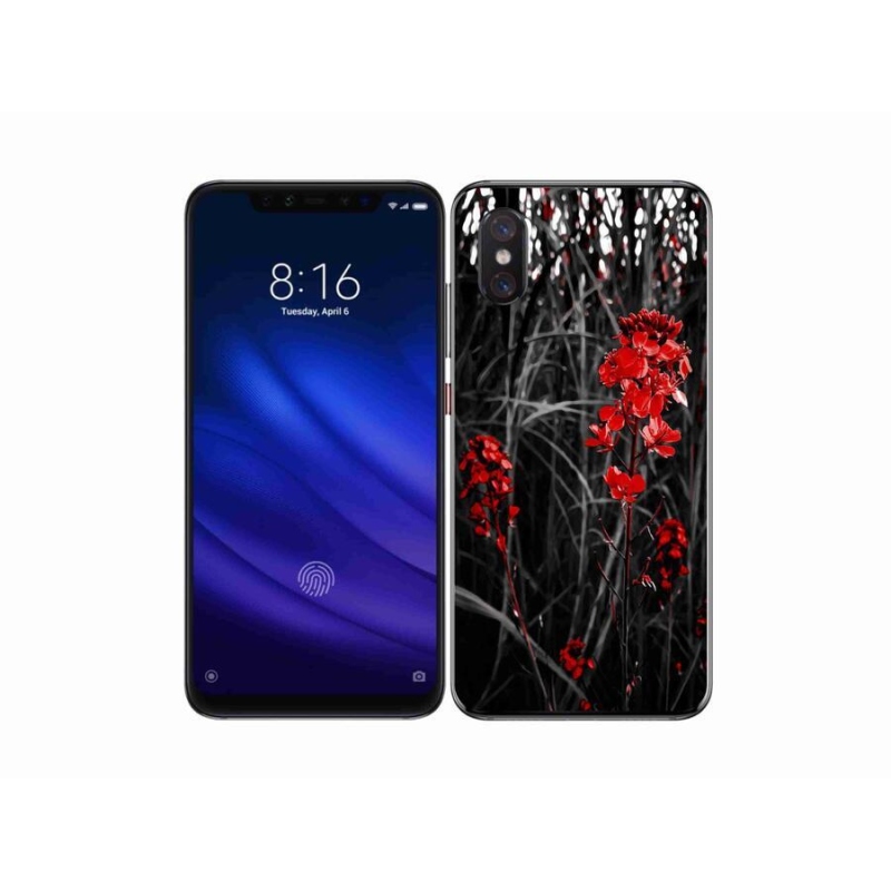 Gelový kryt mmCase na mobil Xiaomi Mi 8 Pro - červená rostlina
