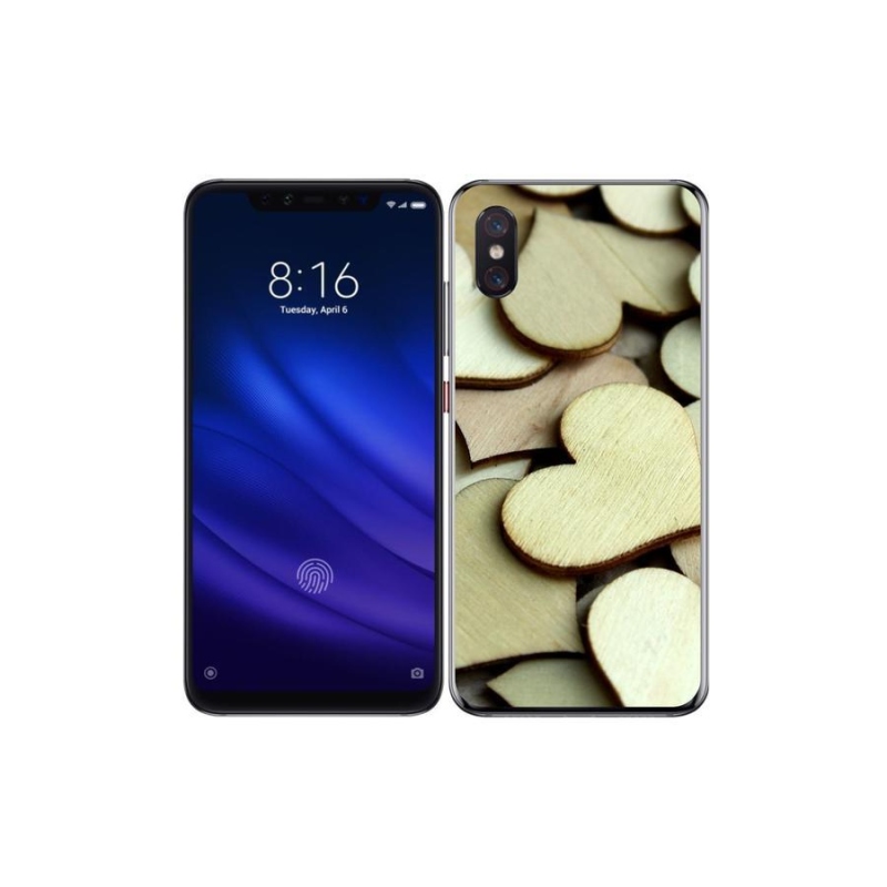 Gelový kryt mmCase na mobil Xiaomi Mi 8 Pro - dřevěná srdíčka