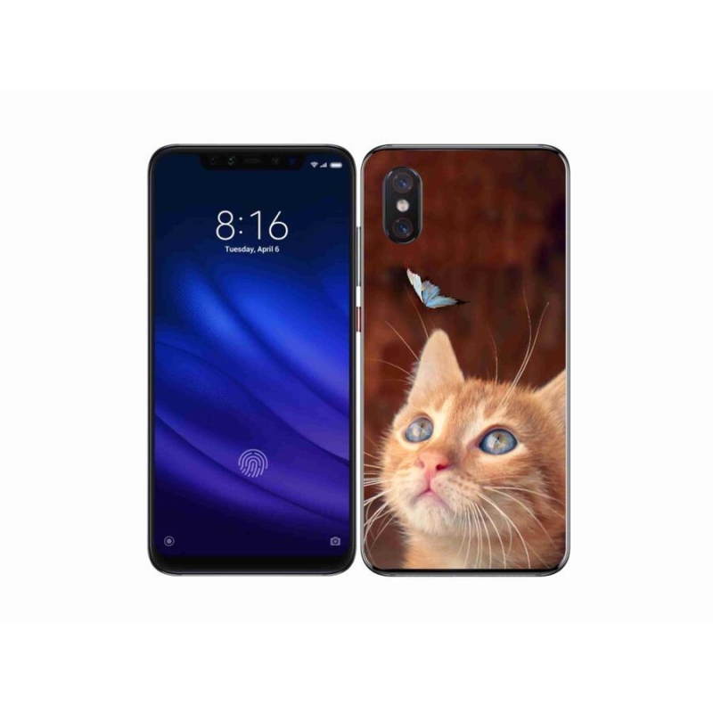 Gelový kryt mmCase na mobil Xiaomi Mi 8 Pro - motýl a kotě