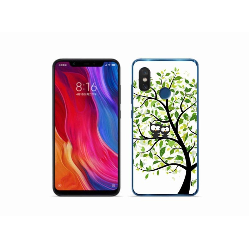 Gelový kryt mmCase na mobil Xiaomi Mi 8 - sovičky na stromě