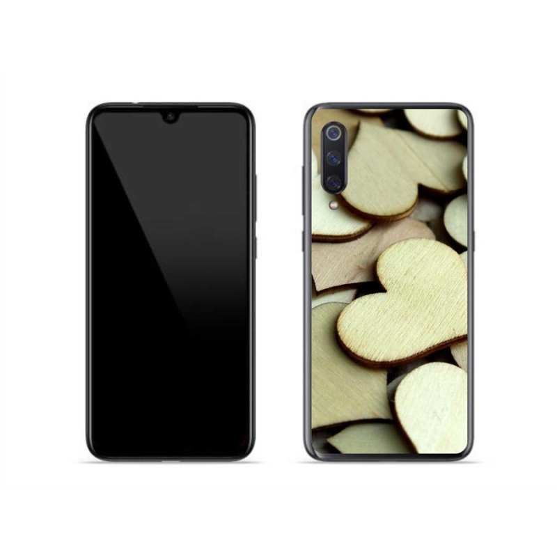 Gelový kryt mmCase na mobil Xiaomi Mi 9 - dřevěná srdíčka
