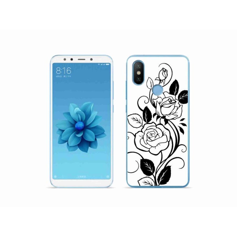 Gelový kryt mmCase na mobil Xiaomi Mi A2 - černobílá růže