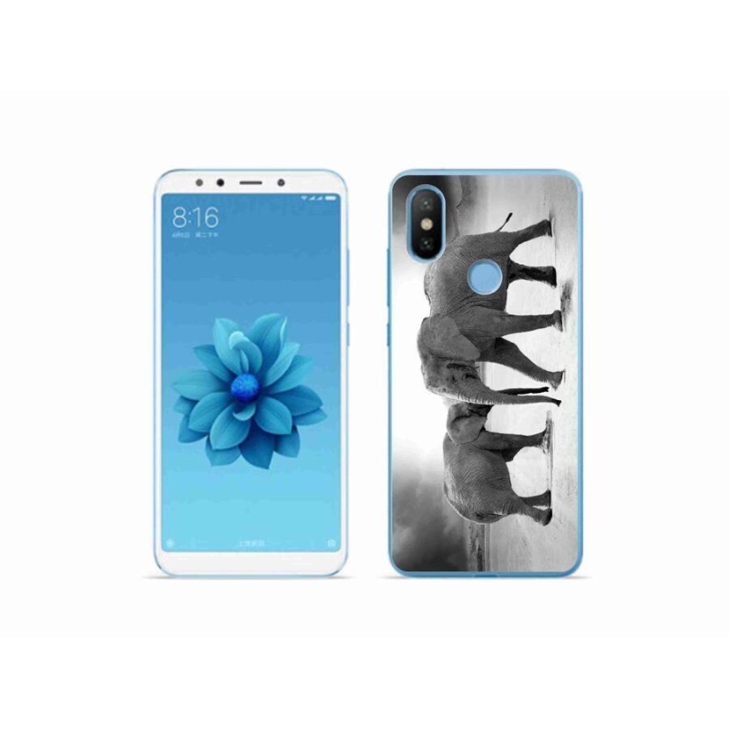 Gelový kryt mmCase na mobil Xiaomi Mi A2 - černobílí sloni