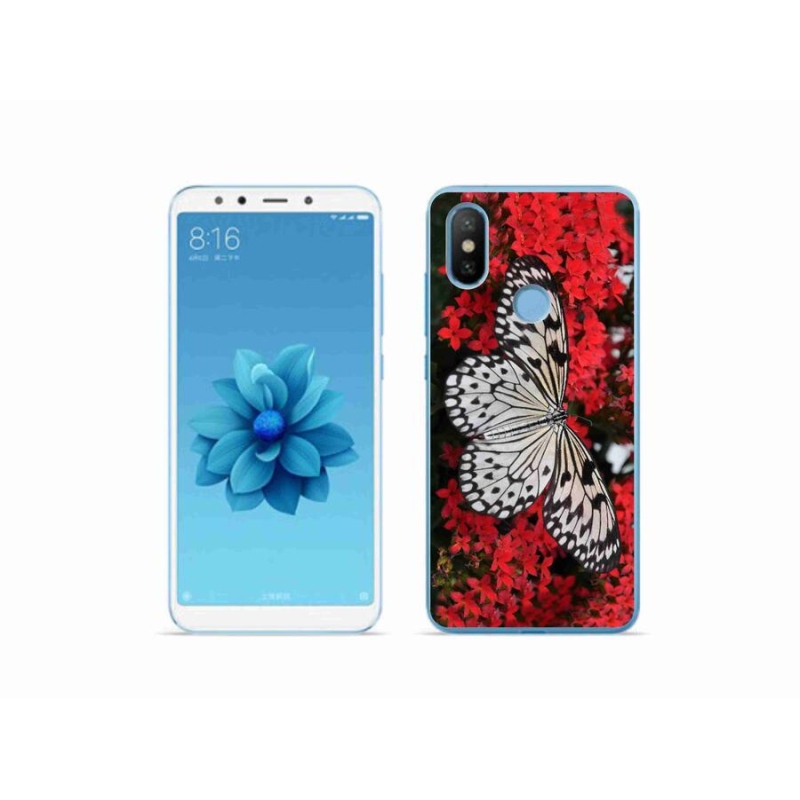 Gelový kryt mmCase na mobil Xiaomi Mi A2 - černobílý motýl 1