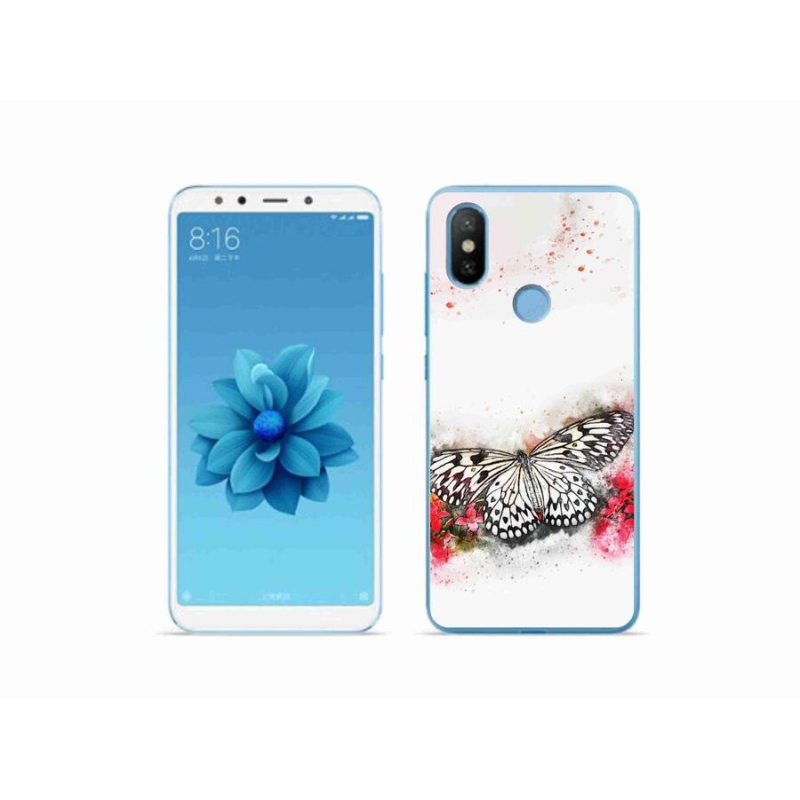 Gelový kryt mmCase na mobil Xiaomi Mi A2 - černobílý motýl