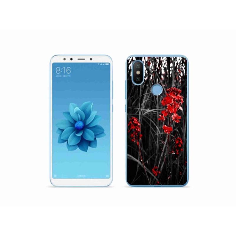 Gelový kryt mmCase na mobil Xiaomi Mi A2 - červená rostlina