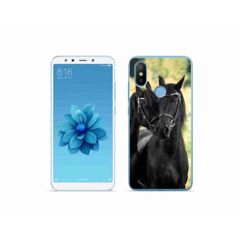 Gelový kryt mmCase na mobil Xiaomi Mi A2 - dva černí koně
