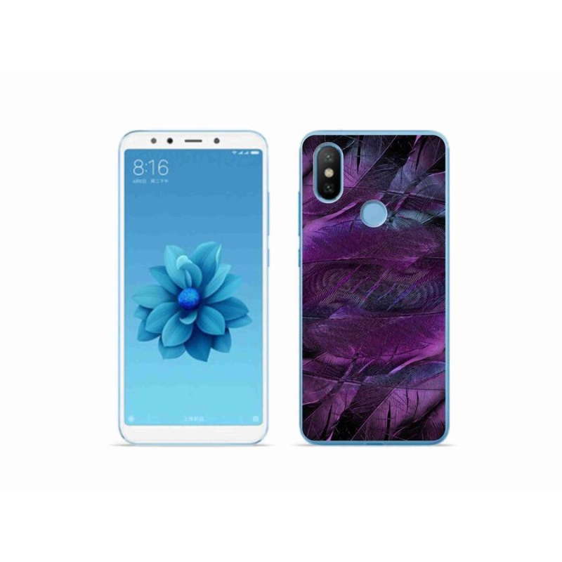 Gelový kryt mmCase na mobil Xiaomi Mi A2 - fialová pírka