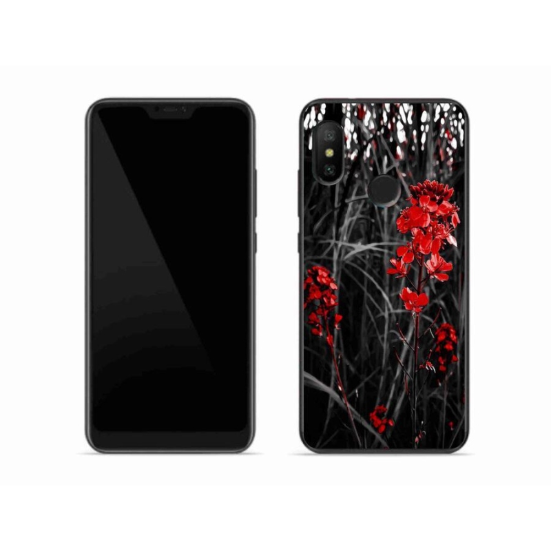 Gelový kryt mmCase na mobil Xiaomi Mi A2 Lite - červená rostlina
